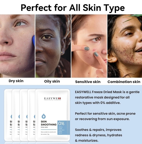 5pk Easywell Freeze-Dried Sheet Masks, Collagen Essence for Skincare & Beauty - Picture 4 of 9